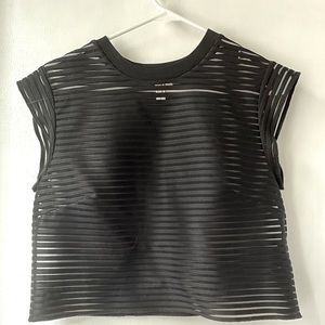 & Other Stories Black Mesh Stripe Shirt